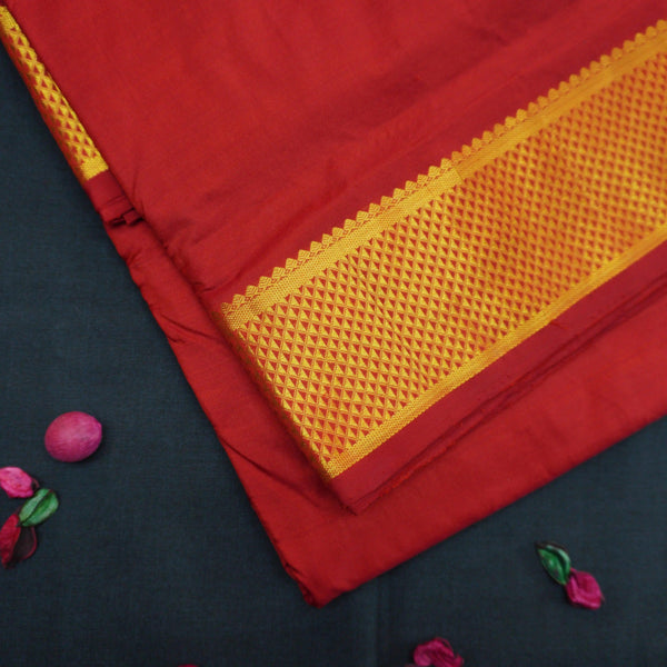 Timeless Elegance in Crimson Red 9-Yard Kanchipuram Silk Saree - Vivaaha Silks & Sarees