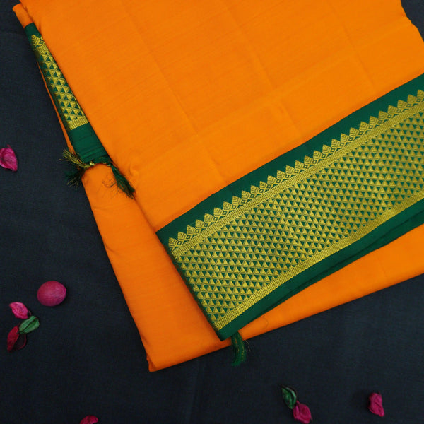Radiate Elegance in Mambalam Yellow 9-Yard Kanchipuram Silk Saree - Vivaaha Silks & Sarees