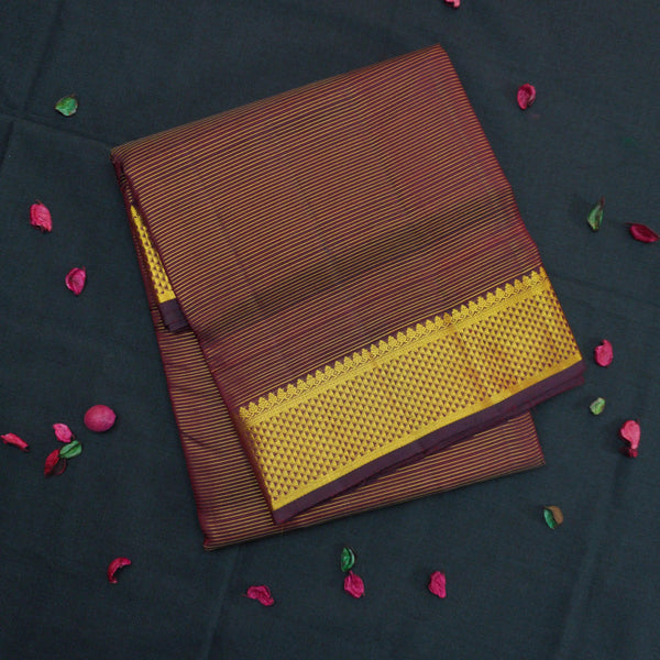Traditional Brown 9-Yard Kanchipuram Silk Saree - Vivaaha Silks - Vivaaha Silks & Sarees