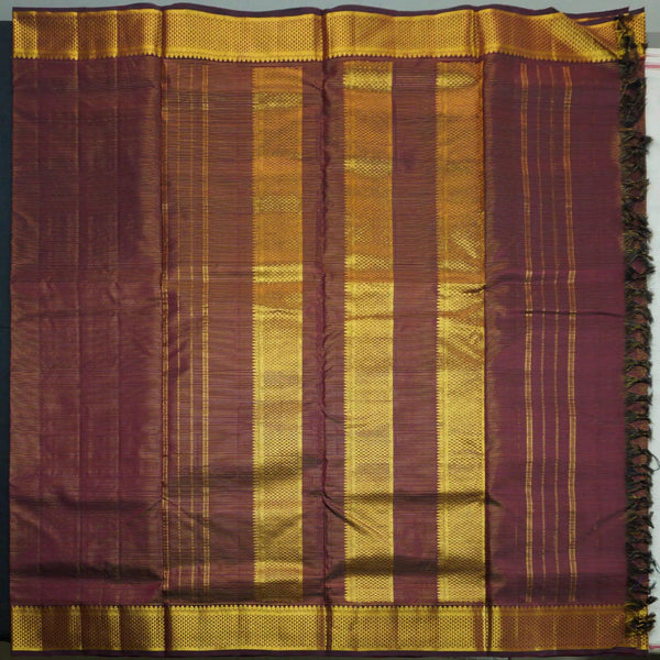 Traditional Brown 9-Yard Kanchipuram Silk Saree - Vivaaha Silks - Vivaaha Silks & Sarees