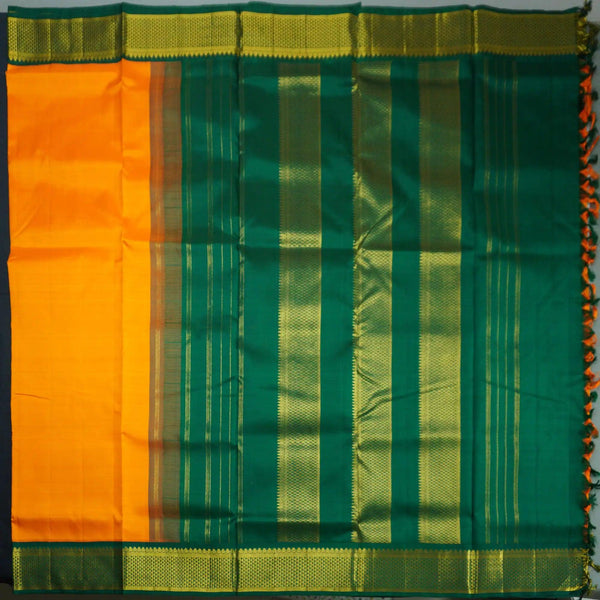 Radiate Elegance in Mambalam Yellow 9-Yard Kanchipuram Silk Saree - Vivaaha Silks & Sarees