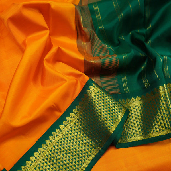 Radiate Elegance in Mambalam Yellow 9-Yard Kanchipuram Silk Saree - Vivaaha Silks & Sarees