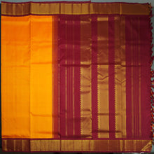 Load image into Gallery viewer, Radiant Golden Yellow 9 Yards Kanchipuram Silk Saree with Red Selvedge Border
