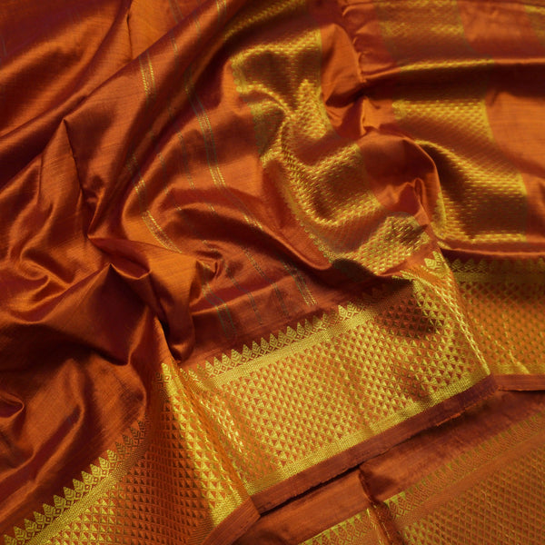 Graceful Fenugreek 9-Yard Kanchipuram Silk Saree with Traditional Elegance - Vivaaha Silks & Sarees