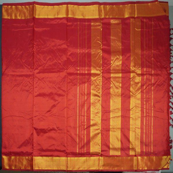 Timeless Elegance in Crimson Red 9-Yard Kanchipuram Silk Saree - Vivaaha Silks & Sarees