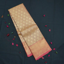 Load image into Gallery viewer, Exclusive Peach Bridal Kanchipuram Silk Saree with Gold Zari Tissue
