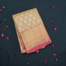 Load image into Gallery viewer, Exclusive Peach Bridal Kanchipuram Silk Saree with Gold Zari Tissue

