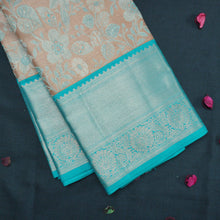 Load image into Gallery viewer, Exclusive Pastel Peach Bridal Kanchipuram Silk Saree with Silver Zari and Meena Work
