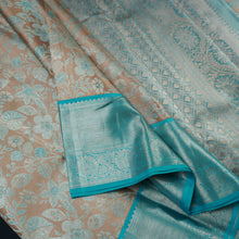 Load image into Gallery viewer, Exclusive Pastel Peach Bridal Kanchipuram Silk Saree with Silver Zari and Meena Work
