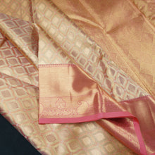 Load image into Gallery viewer, Exclusive Peach Bridal Kanchipuram Silk Saree with Gold Zari Tissue
