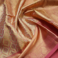 Load image into Gallery viewer, Exclusive Peach Bridal Kanchipuram Silk Saree with Gold Zari Tissue
