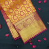 Traditional Pumpkin Orange Kanchipuram Silk Saree with Zari Chakaram Brocade and Magenta Korvai Border - Vivaaha Silks & Sarees