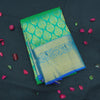 Jungle Green Bridal Kanchipuram Silk Saree with Blue Border - Vivaaha Silks & Sarees