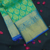 Jungle Green Bridal Kanchipuram Silk Saree with Blue Border - Vivaaha Silks & Sarees