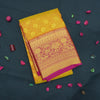 Mustard Yellow with Pink Border Bridal Kanchipuram Silk Saree - Vivaaha Silks & Sarees