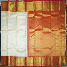 Load image into Gallery viewer, Traditional Half White with Red Border Kanchipuram Silk Saree

