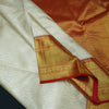 Traditional Half White with Red Border Kanchipuram Silk Saree - Vivaaha Silks & Sarees