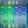 Jungle Green Bridal Kanchipuram Silk Saree with Blue Border - Vivaaha Silks & Sarees