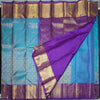 Sky Blue Bridal Kanchipuram Silk Saree with Violet Korvai Border - Vivaaha Silks & Sarees