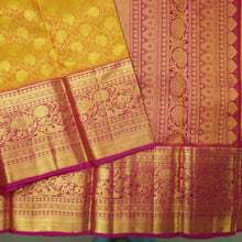 Load image into Gallery viewer, Sunset Orange Kanchipuram Silk Saree with Magenta Korvai Border

