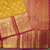 Mustard Yellow with Pink Border Bridal Kanchipuram Silk Saree - Vivaaha Silks & Sarees