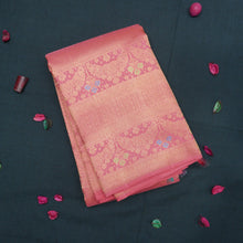 Load image into Gallery viewer, Traditional Peach Pink Bridal Kanchipuram Silk Saree with Pure Gold Zari

