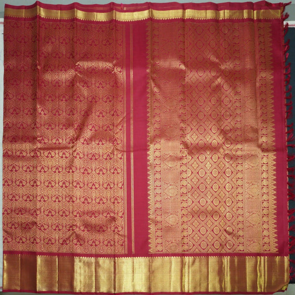 Deep Maroon Bridal Kanchipuram Silk Saree in Pure Gold Zari - Vivaaha Silks & Sarees