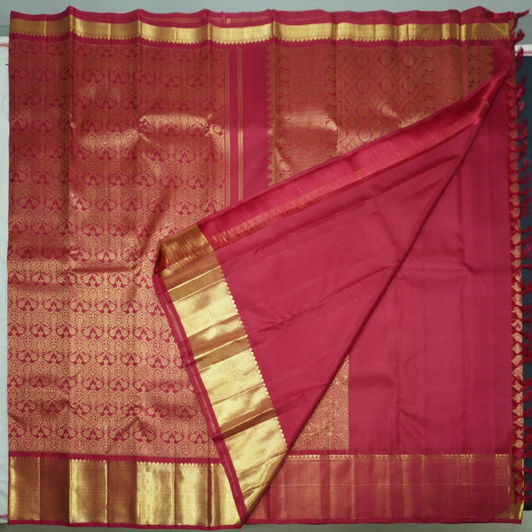 Deep Maroon Bridal Kanchipuram Silk Saree in Pure Gold Zari - Vivaaha Silks & Sarees