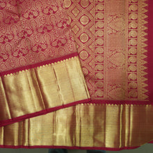 Load image into Gallery viewer, Deep Maroon Bridal Kanchipuram Silk Saree in Pure Gold Zari

