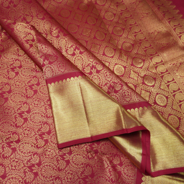 Deep Maroon Bridal Kanchipuram Silk Saree in Pure Gold Zari - Vivaaha Silks & Sarees