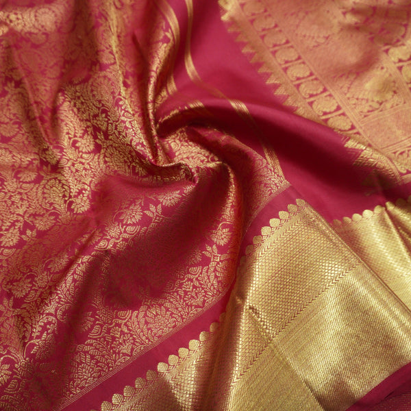 Deep Maroon Bridal Kanchipuram Silk Saree in Pure Gold Zari - Vivaaha Silks & Sarees