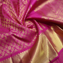 Load image into Gallery viewer, Traditional Rani Pink Bridal Kanchipuram Silk Saree with Gold Zari

