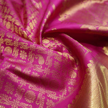 Load image into Gallery viewer, Traditional Rani Pink Bridal Kanchipuram Silk Saree with Gold Zari

