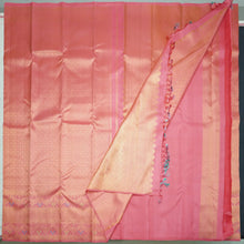 Load image into Gallery viewer, Traditional Peach Pink Bridal Kanchipuram Silk Saree with Pure Gold Zari

