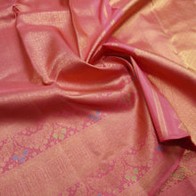 Load image into Gallery viewer, Traditional Peach Pink Bridal Kanchipuram Silk Saree with Pure Gold Zari

