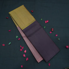 Load image into Gallery viewer, Fenugreek, Blush Pink, and Brown Mubbagam Kanchipuram Handloom Silk Saree

