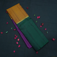 Load image into Gallery viewer, Mustard Yellow with Violet &amp; Dark Green Kanchipuram Handloom Silk Saree

