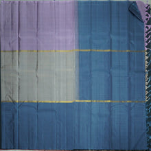 Load image into Gallery viewer, Lightweight Steel Gray Kanchipuram Silk Saree with Lavender &amp; Blue Mubbagam

