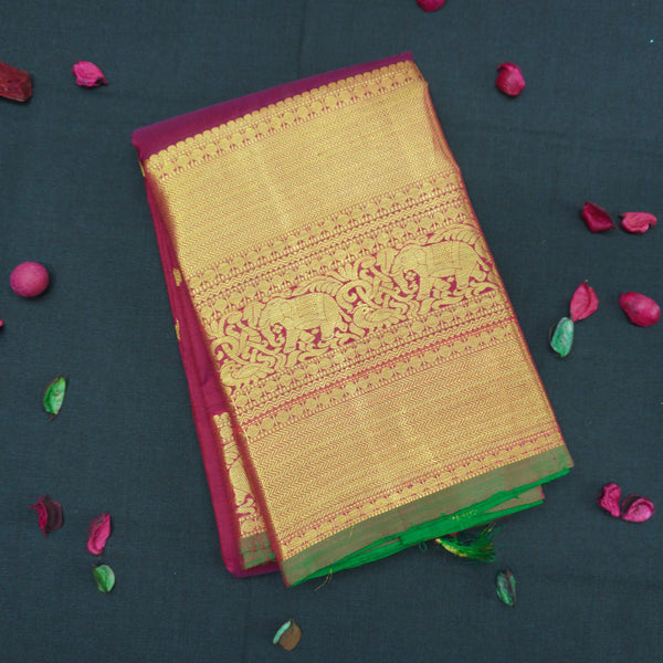 Araku Red Handloom Silk Saree with Traditional Border Design
