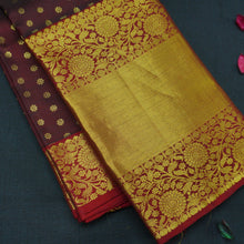 Load image into Gallery viewer, Deep Brown Kanchipuram Silk Saree with Traditional Zari Brocade

