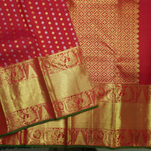 Load image into Gallery viewer, Chili Red Handloom Kanchipuram Silk Saree with Zari Brocade &amp; Pallu

