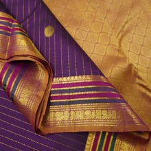 Load image into Gallery viewer, Jamun Kanchipuram Silk Saree with Zari Butta and Fenugreek Threadwork Border
