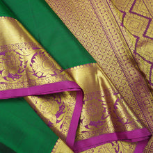 Load image into Gallery viewer, Bottle Green Kanchipuram Handloom Silk Saree with Purple Zari Border
