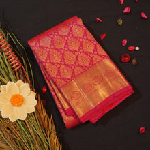 Load image into Gallery viewer, Rani Pink Bridal Kanchipuram Silk Saree with Gold Zari Thilagam Brocade

