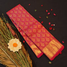 Load image into Gallery viewer, Rani Pink Bridal Kanchipuram Silk Saree with Gold Zari Thilagam Brocade
