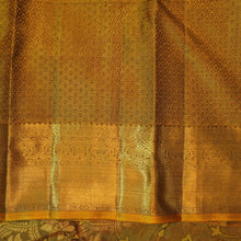 Load image into Gallery viewer, Fenugreek Bridal Kanchipuram Silk Saree with Zari Brocade &amp; Traditional Design
