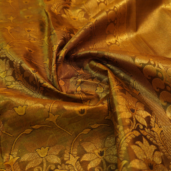 Fenugreek Bridal Kanchipuram Silk Saree with Zari Brocade & Traditional Design - Vivaaha Silks & Sarees