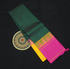 Bottle Green Ganga Jamuna Border Kanchipuram Silk Saree with Temple Border - Vivaaha Silks & Sarees