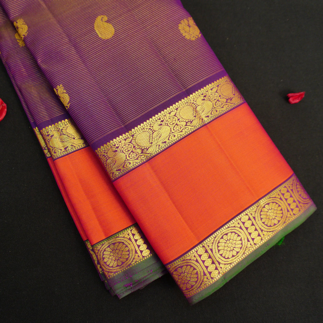 Purple Vaira Oosi Vintage Kanchipuram Silk Saree