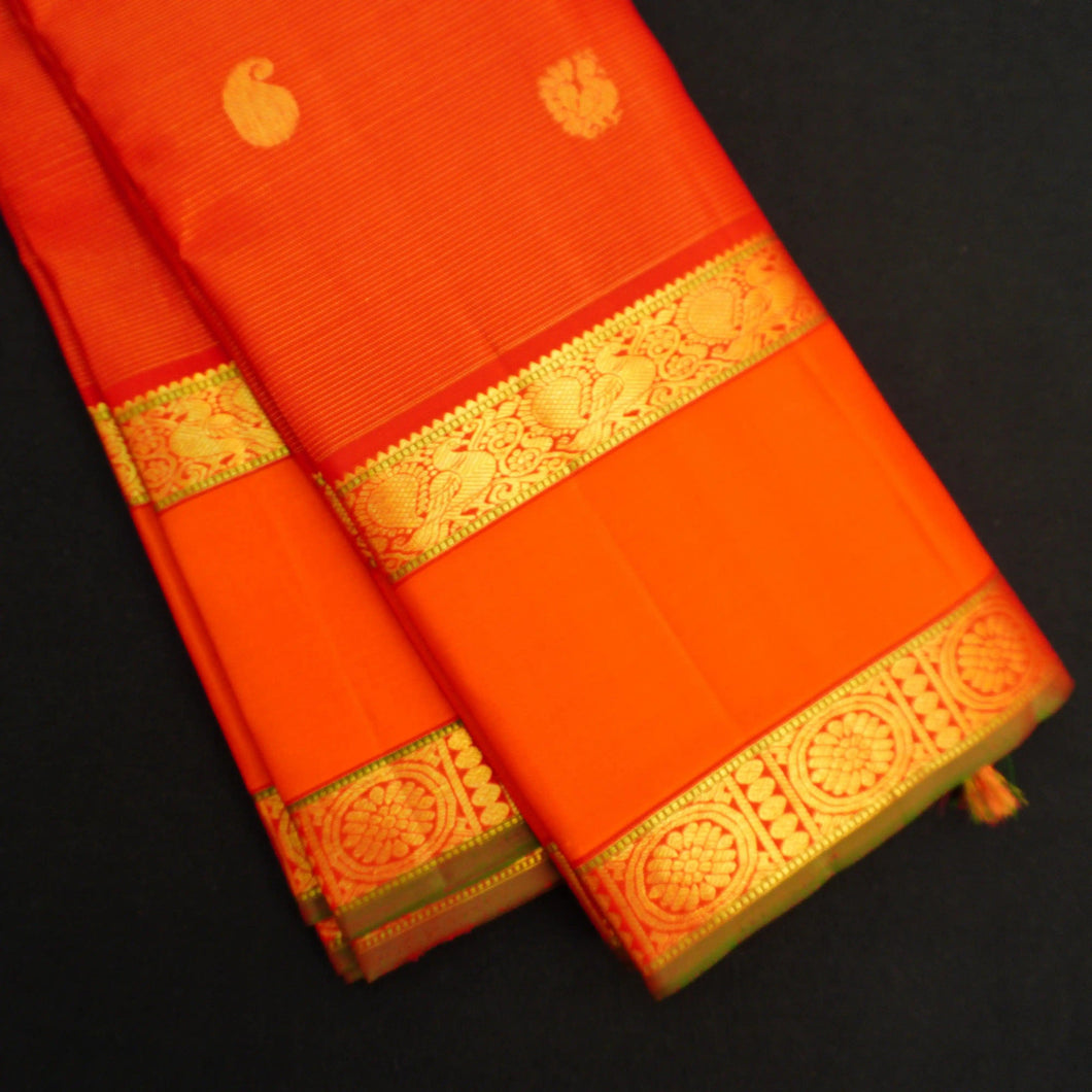 Chili Red Vaira Oosi Vintage Kanchipuram Silk Saree